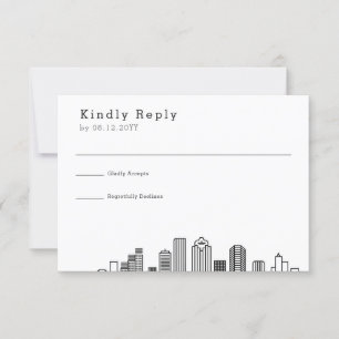 Houston bruiloft Gestileerde Skyline RSVP Kaartje