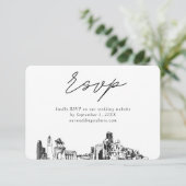 Houston Bruiloft Minimalistische schets RSVP Informatiekaartje (Staand voorkant)