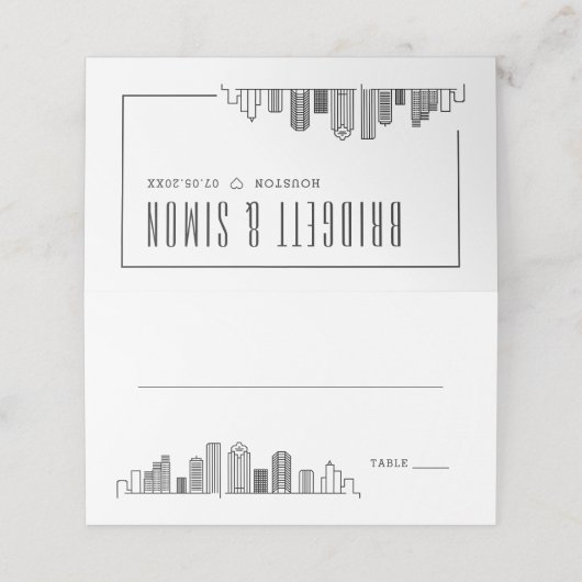 Houston bruiloft | Tabelnaam Kaarten plaatsen (Buitenkant ongevouwen)