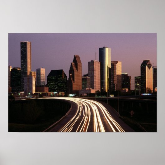 Houston City Skyline op het Poster Dusk vanaf 14.9 (Voorkant)