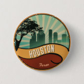 Houston City Skyline Retro Button (Voorkant)