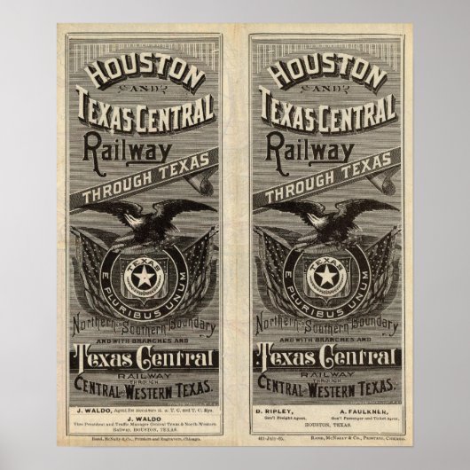Houston en Texas Central Railway through Texas 2 Poster (Voorkant)