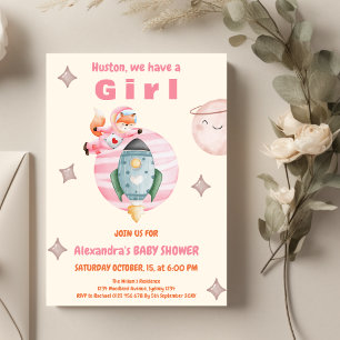 Houston hebben we een Girl Space Baby shower Kaart
