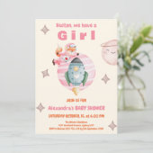 Houston hebben we een Girl Space Baby shower Kaart (Staand voorkant)