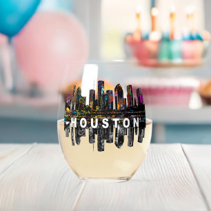 Houston in graffiti wijnglas zonder voet
