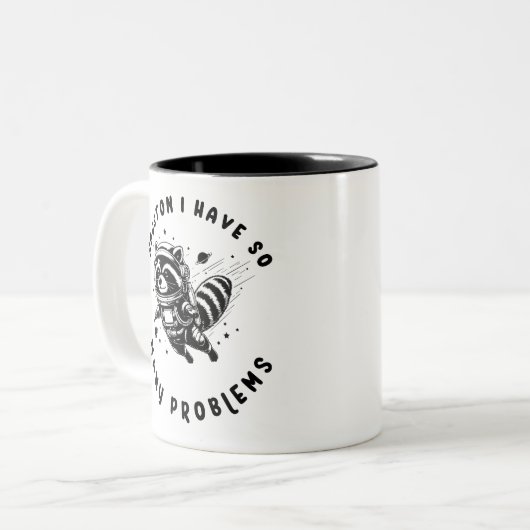 Houston J'Ai Tant De Problèmes Raccon Mug (Devant gauche)