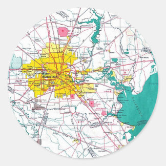 Houston Map Ronde Sticker