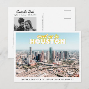 Houston Save the Date Retro Huwelijksansichtkaart Briefkaart