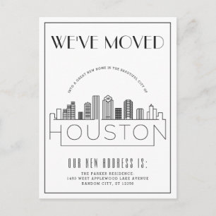 Houston Silhouet Moderne Deco Adreswijziging Aankondigingskaart