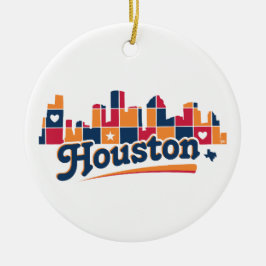 Houston Silhouette Patchwork Keramisch Ornament