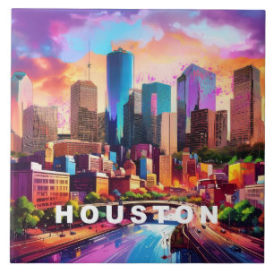 Houston Skyline Kunst Tegeltje