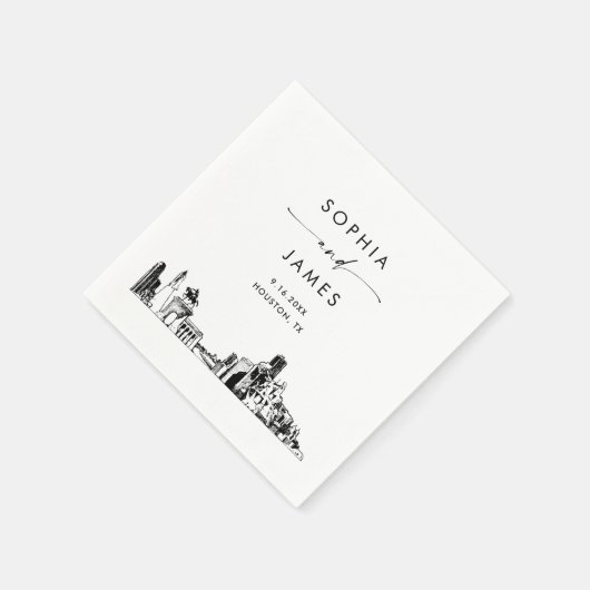 Houston Skyline moderne bruiloft cocktail Servet (Hoek)