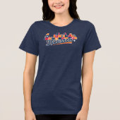 Houston Skyline Patchwork Navy Tri-Blend Shirt (Voorkant)