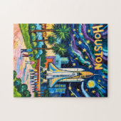 Houston Skyline Space Center Rocket Van Gogh Kids Legpuzzel (Horizontaal)
