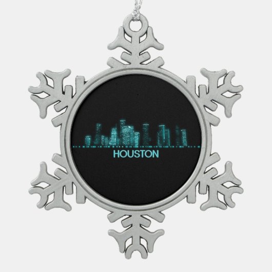 Houston Skyline Tin Sneeuwvlok Ornament (Voorkant)