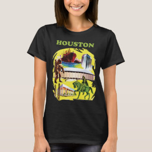 Houston Space City Retro Groen Reis T-shirt