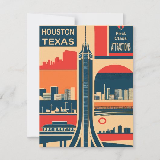 Houston Texas Art Deco Uitnodiging (Voorkant)