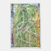 Houston Texas Cartoon Map Theedoek (Verticaal)