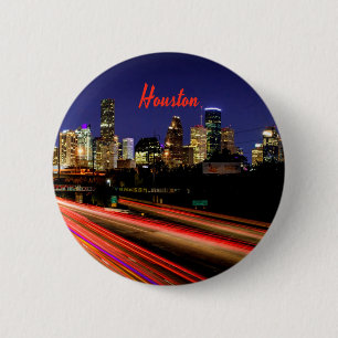 Houston Texas City Skyline Ronde Button 5,7 Cm