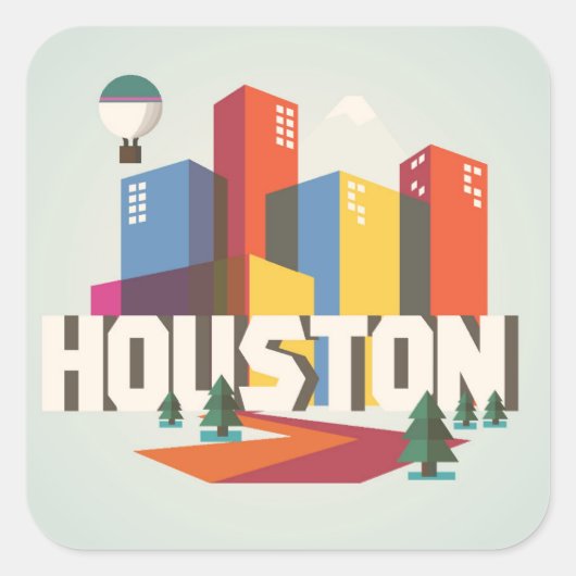 Houston, Texas | Cityscape Design Vierkante Sticker (Voorkant)