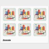 Houston, Texas | Cityscape Design Vierkante Sticker (Vel)