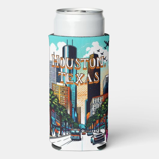 Houston, Texas Downtown Uitzicht Abstracte kunst (Seltzer Achterkant)