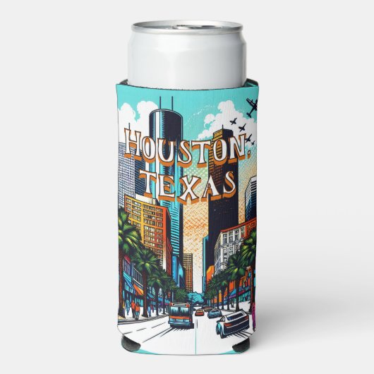 Houston, Texas Downtown Uitzicht Abstracte kunst (Seltzer Voorkant)