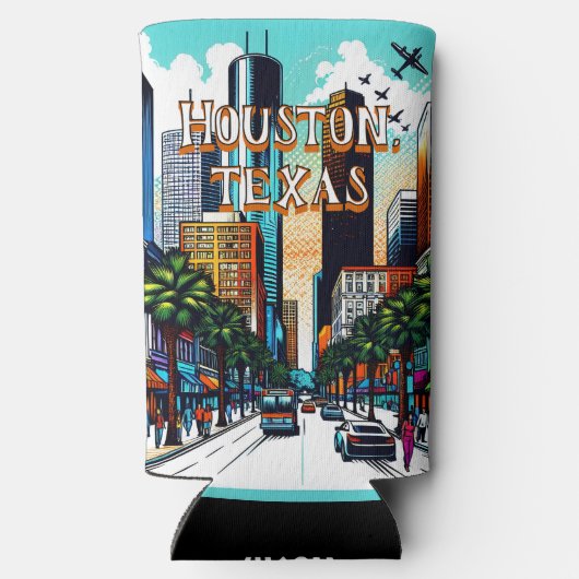 Houston, Texas Downtown Uitzicht Abstracte kunst (Achterkant)