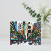 Houston, Texas Downtown Uitzicht Abstracte kunst Briefkaart (Staand voorkant)