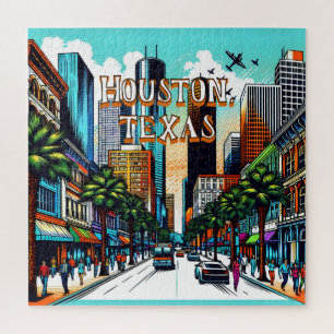 Houston, Texas Downtown Uitzicht Abstracte kunst Legpuzzel