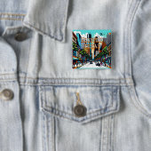 Houston, Texas Downtown Uitzicht Abstracte kunst Vierkante Button 5,1 Cm (In situ)