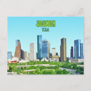 Houston Texas Downtown Vintage Briefkaart