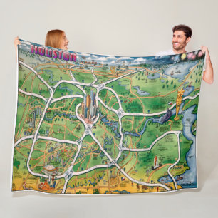 Houston Texas Fun Map Fleece Deken