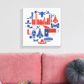 Houston Texas Icons Canvas Afdruk (Insitu (Woonkamer))