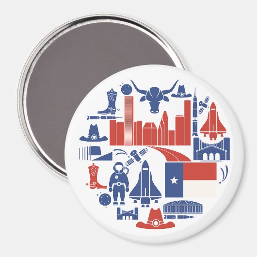Houston Texas Icons Magneet (Voorkant / Achterkant)