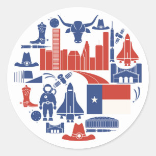 Houston Texas Icons Ronde Sticker