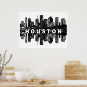 Houston, Texas in black ink Poster (Cuisine)