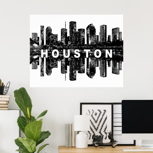 Houston, Texas in black ink Poster (Bureau à domicile)