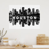 Houston, Texas in black ink Poster (Cuisine)