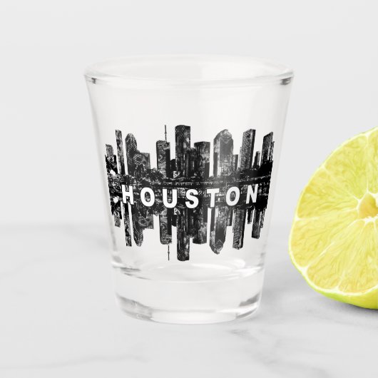 Houston Texas in zwarte inkt Shot Glas (Voorkant)