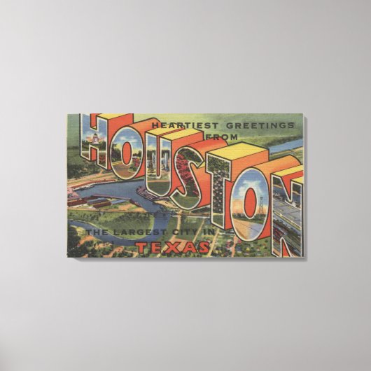 Houston, Texas - Large Letter Scenes 2 Canvas Afdruk (Voorkant)