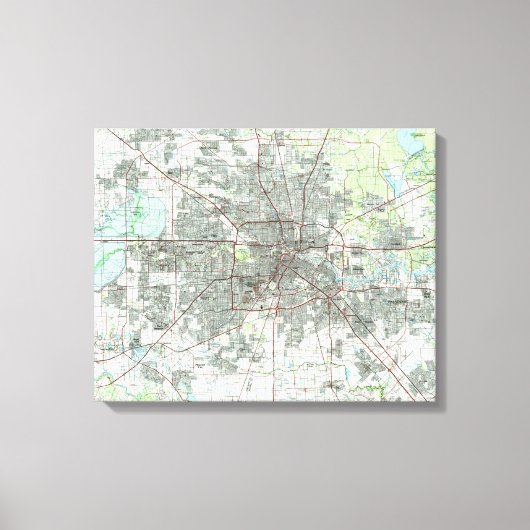 Houston Texas Map (1992) Canvas Afdruk (Voorkant)