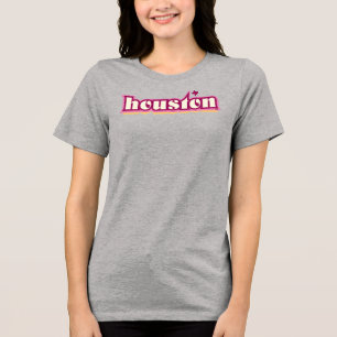 Houston Texas, maroon, roze, geel Tri-Blend Shirt