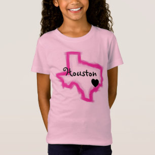 Houston Texas meisjes roze staatsschets t-shirt