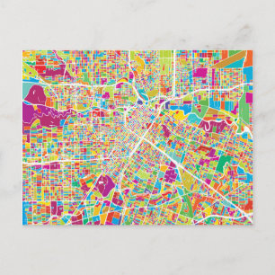 Houston, Texas   Neon Map Briefkaart