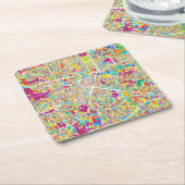 Houston, Texas | Neon Map Vierkante Kartonnen Onderzetter (Schuin)