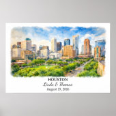 Houston Texas Poster, Aquarel, Op Maat Poster (Voorkant)