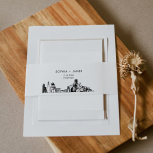 Houston Texas Skyline Belly Band, 2"x11.5" Uitnodigingen Wikkel