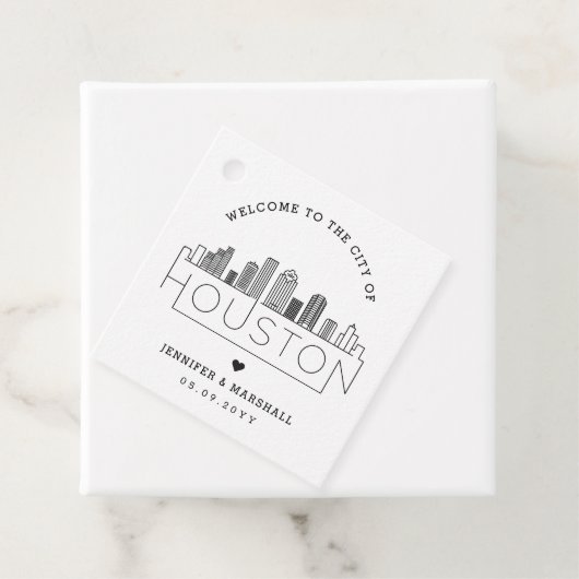 Houston, Texas Skyline | Bruiloft Welkom Favor Bedankjes Labels (In situ)