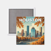 Houston Texas Skyline Cityscape herfst Magneet (Voorkant / Achterkant)
